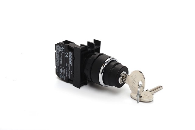 B Series Plastic 1NO (0-I) 60° Key Operated Stay Put Key Removal at 0 position 22 mm Control Unit